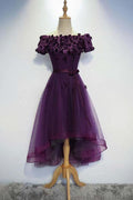 A-line Cute Purple High Low Prom Dress Purple Homecoming dress PD202 by pgmdress
