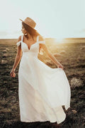 A-line Elegant Chiffon Ivory Beach Wedding Dress Bridal Gown WD414 by pgmdress