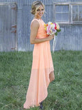 A-Line Elegant Sleeveless Scoop Asymmetrical Chiffon Bridesmaid Dresses by misshow.com