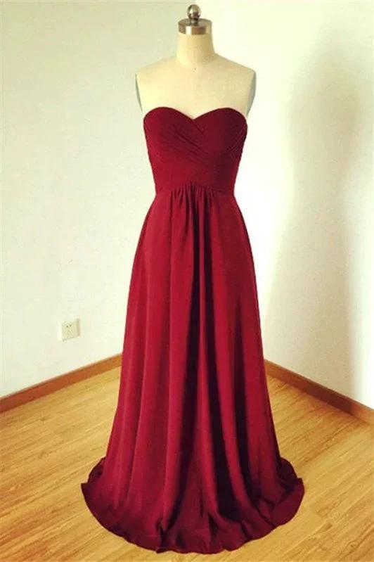 A-Line Elegant Sleeveless Sweetheart Floor-Length Chiffon Bridesmaid Dresses by misshow.com