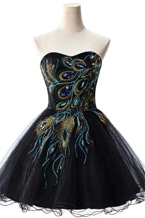 A-line Embroidery Strapless Tulle Prom Dress by misshow.com