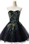 A-line Embroidery Strapless Tulle Prom Dress by misshow.com