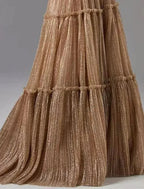 Sunnderly A-Line Evening Gown Glittering Dress Formal Wedding Guest Floor Length Sleeveless Strapless Tulle with Pleats by Aabei