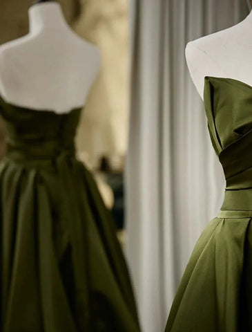 Vestido de noche Sunnderly de corte A con espalda abierta, vestido formal para invitadas de boda, largo hasta el suelo, sin mangas, sin tirantes, de satén con pliegues y tirantes