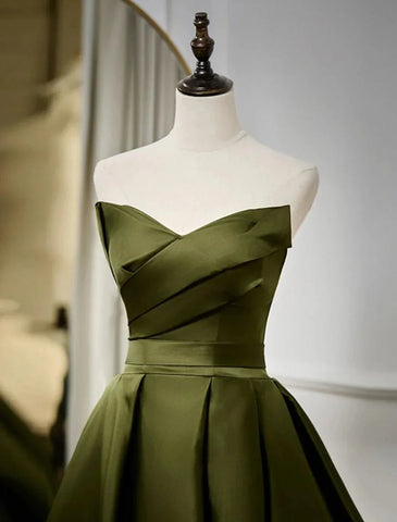 Vestido de noche Sunnderly de corte A con espalda abierta, vestido formal para invitadas de boda, largo hasta el suelo, sin mangas, sin tirantes, de satén con pliegues y tirantes