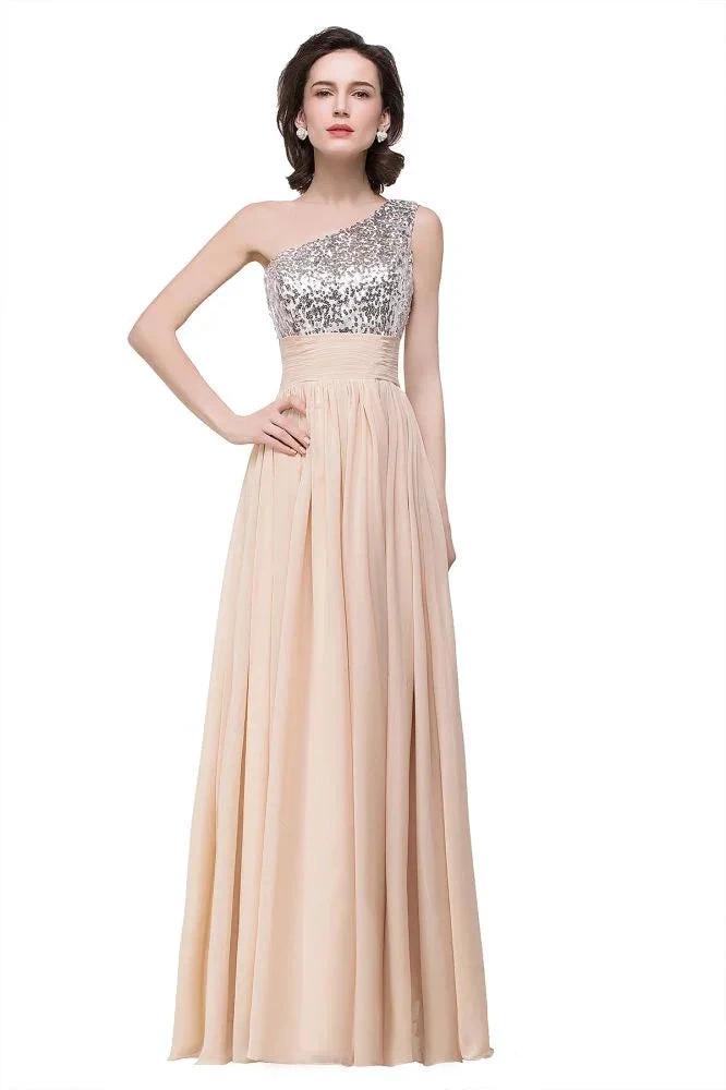A-line Floor-length Chiffon Evening Dress with Sequined by misshow.com