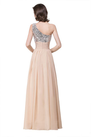 A-Linie Bodenlanges Chiffon-Abendkleid mit Pailletten