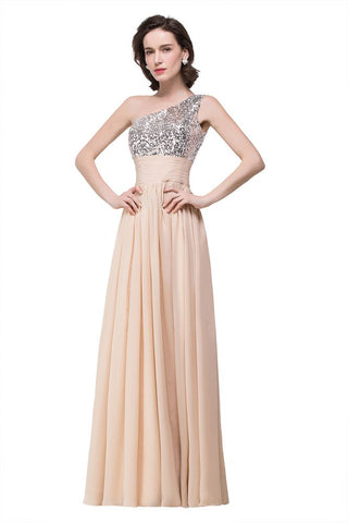 A-Linie Bodenlanges Chiffon-Abendkleid mit Pailletten
