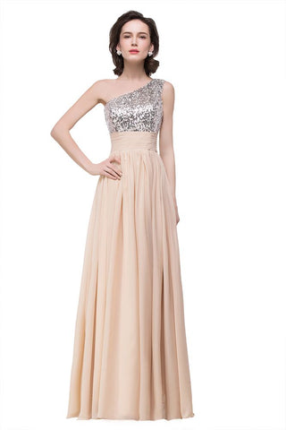 A-Linie Bodenlanges Chiffon-Abendkleid mit Pailletten