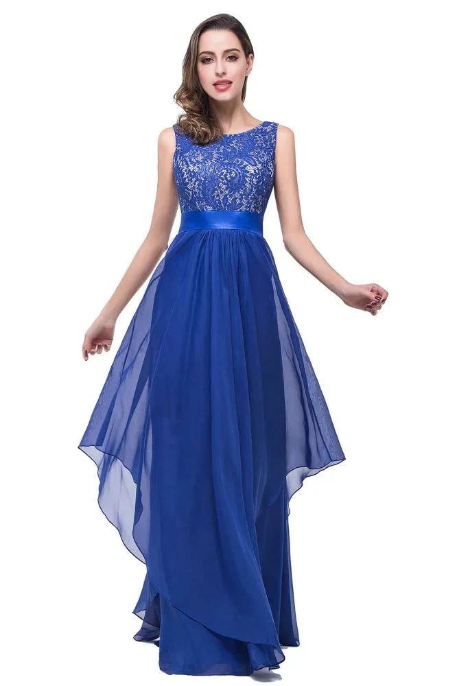 A-line Floor-length Chiffon Lace Evening Dress by misshow.com