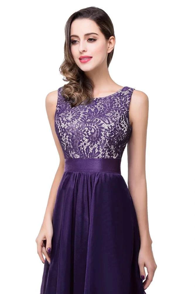 A-line Floor-length Chiffon Lace Evening Dress by misshow.com