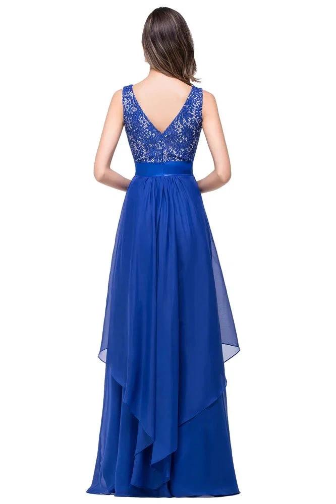 A-line Floor-length Chiffon Lace Evening Dress by misshow.com
