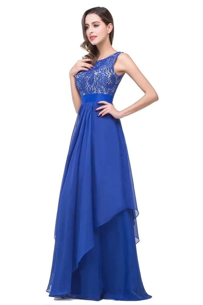 A-line Floor-length Chiffon Lace Evening Dress by misshow.com