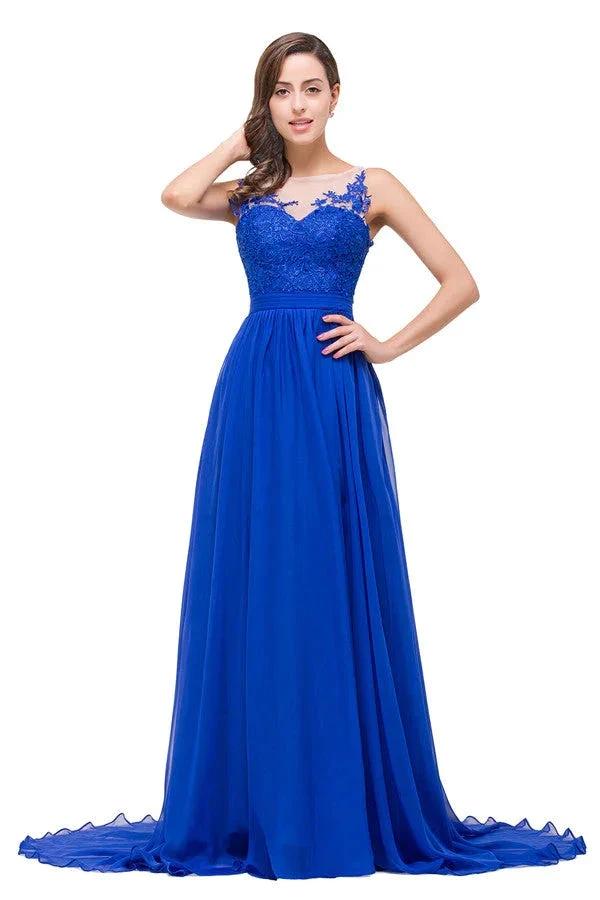 A-line Floor-length Crew Chiffon Bridesmaid Dresses by misshow.com