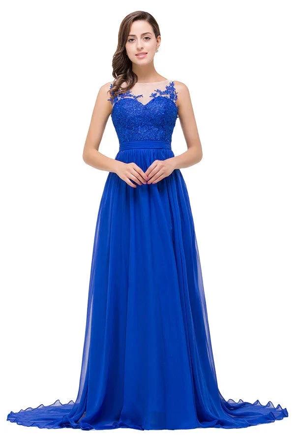 A-line Floor-length Crew Chiffon Bridesmaid Dresses by misshow.com