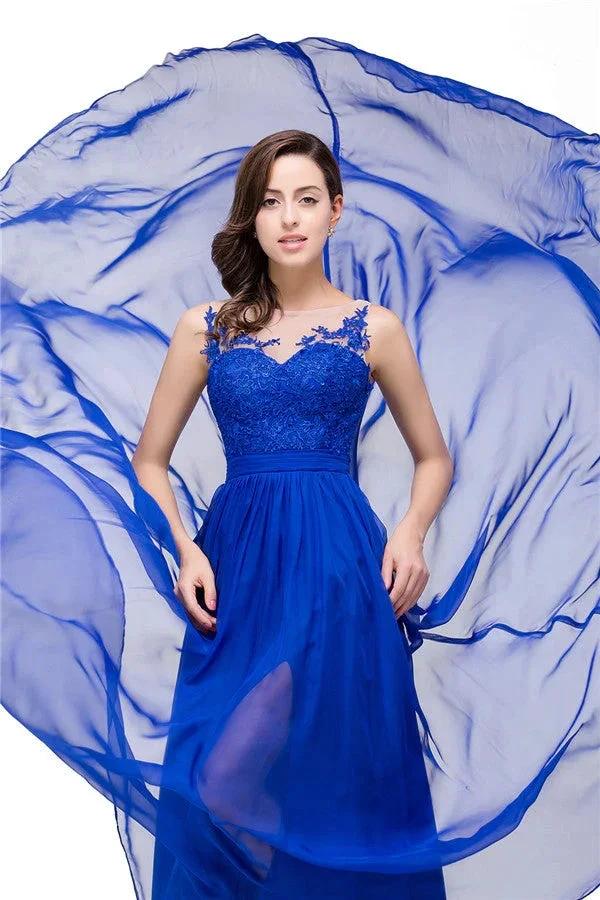 A-line Floor-length Crew Chiffon Bridesmaid Dresses by misshow.com
