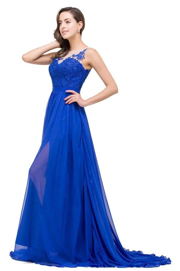 A-line Floor-length Crew Chiffon Bridesmaid Dresses by misshow.com