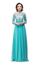 A-line Floor-length Long-Sleeve Crew Sash Formal Dresses by misshow.com