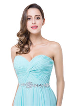 A-line Floor-length Ruffle Chiffon Sweetheart Bridesmaid Dresses