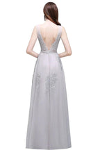 A-line Floor-length Tulle Bridesmaid Dress with Appliques by misshow.com