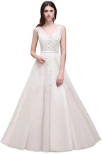 A-line Floor-length Tulle Bridesmaid Dress with Appliques by misshow.com