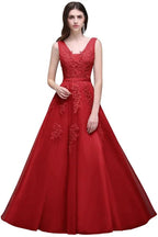 A-line Floor-length Tulle Bridesmaid Dress with Appliques by misshow.com