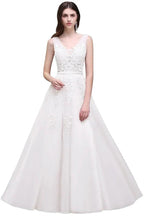 A-line Floor-length Tulle Bridesmaid Dress with Appliques by misshow.com