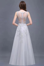 A-line Floor-length Tulle Prom Dress with Appliques by misshow.com