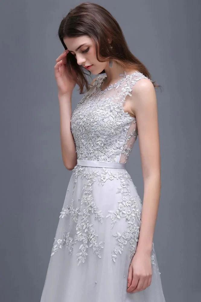 A-line Floor-length Tulle Prom Dress with Appliques by misshow.com