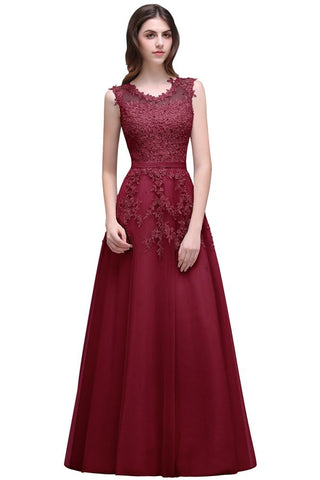 Bodenlanges A-Linien-Ballkleid aus Tüll mit Applikationen