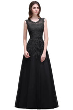 A-line Floor-length Tulle Prom Dress with Appliques by misshow.com