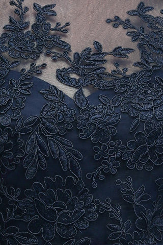 A-Linie, Halbarm, bodenlang, Schlitz, applizierte Tüll-Ballkleider mit Schärpe