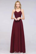 A-Line Halter V-Neck Sleeveless Bridesmaid Dress Ruffles Evening Swing Dress by misshow.com