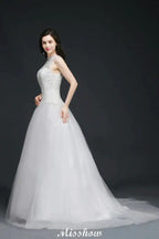A-line High Neck Delicate Wedding Dress by misshow.com