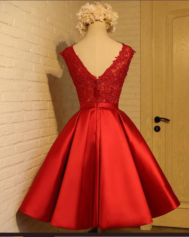 A-Linie Homecoming-Kleid Schickes rotes kurzes Ballkleid Partykleid PD388