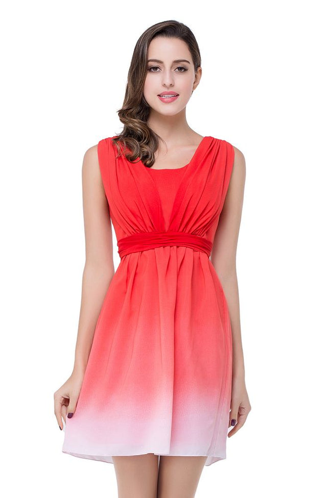 A-line Jewel Red Bridesmaid Dress Main Image