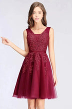 A-line Knee-length Tulle Prom Dress with Appliques by misshow.com
