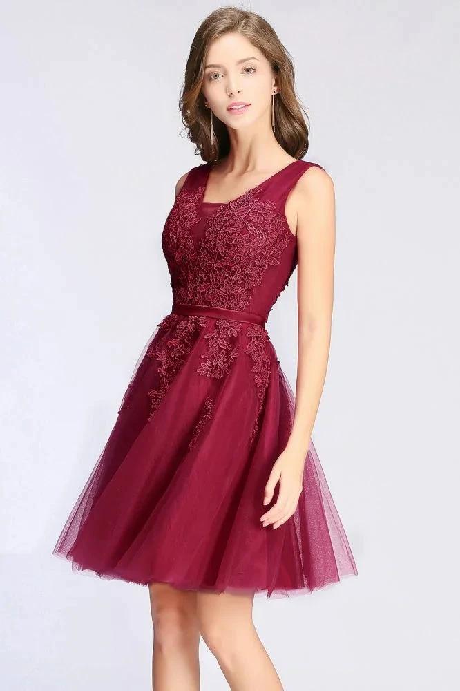 A-line Knee-length Tulle Prom Dress with Appliques by misshow.com