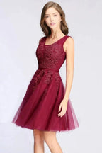 A-line Knee-length Tulle Prom Dress with Appliques by misshow.com