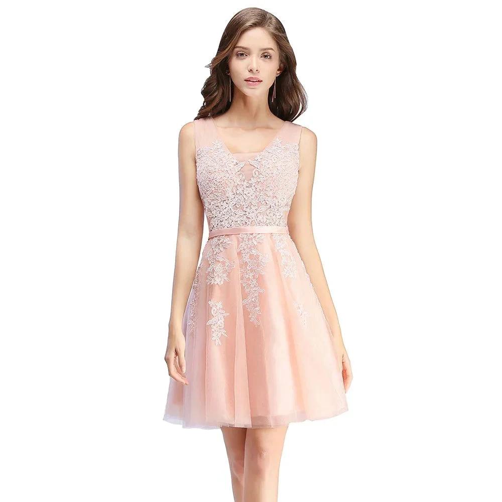 A-line Knee-length Tulle Prom Dress with Appliques by misshow.com