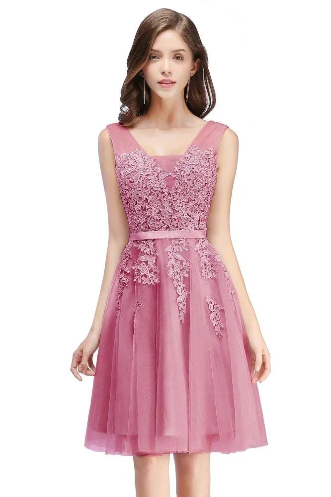 A-line Knee-length Tulle Prom Dress with Appliques by misshow.com