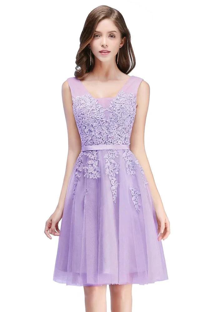 A-line Knee-length Tulle Prom Dress with Appliques by misshow.com