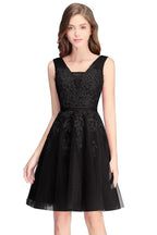 A-line Knee-length Tulle Prom Dress with Appliques by misshow.com