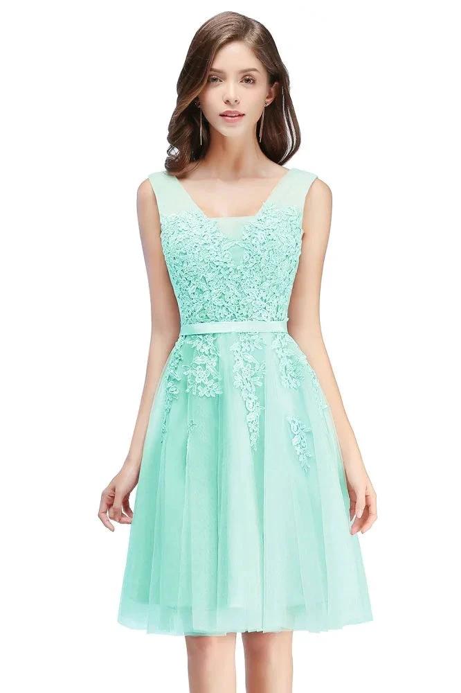 A-line Knee-length Tulle Prom Dress with Appliques by misshow.com