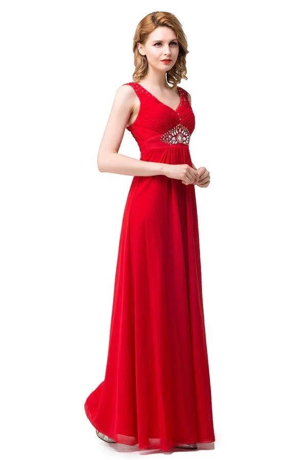 A-line Knee-length V-neck Red Bridesmaid Dresses by misshow.com