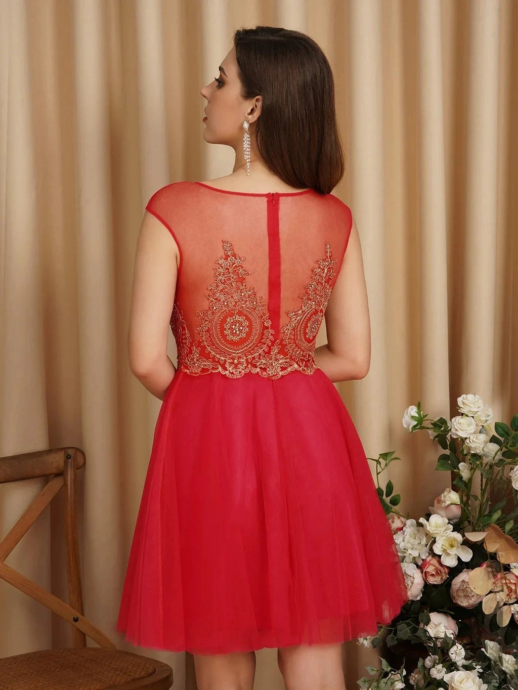 A-Line Lace Appliques Sweetheart Short Evening Dresses by misshow.com
