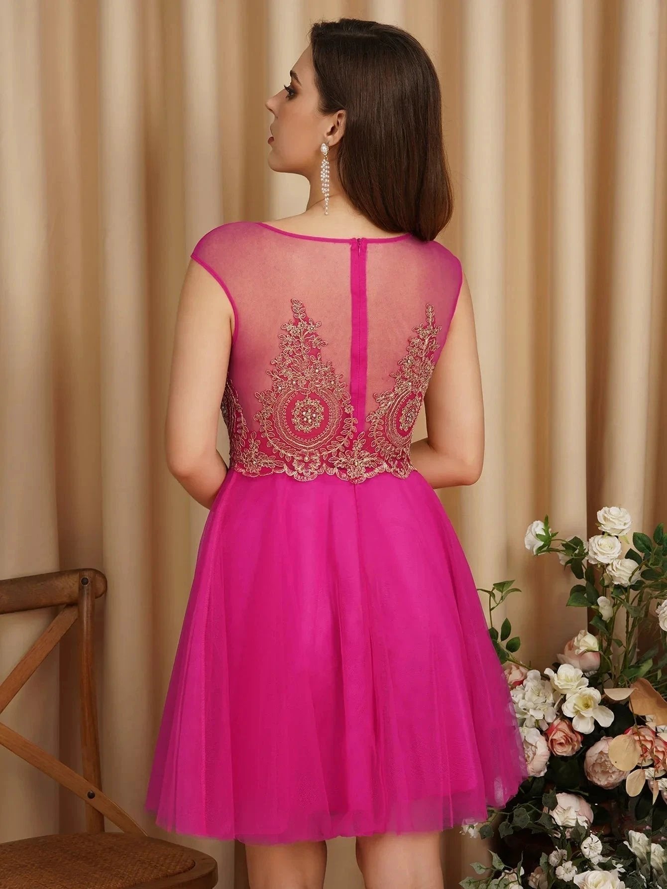 A-Line Lace Appliques Sweetheart Short Evening Dresses by misshow.com
