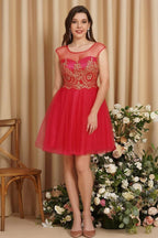 A-Line Lace Appliques Sweetheart Short Evening Dresses by misshow.com