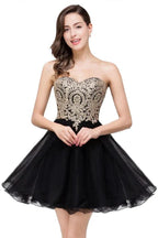 A Line Lace Appliques Sweetheart Short Prom Dresses by misshow.com