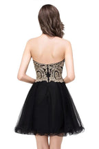 A Line Lace Appliques Sweetheart Short Prom Dresses by misshow.com